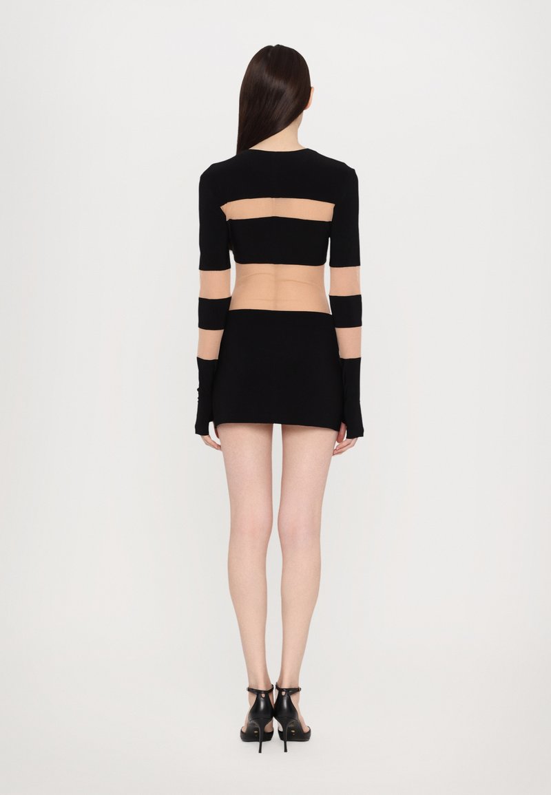 spliced long sleeve pickleball dress Spliced Pickleball jersey minidress in brown - Norma Kamali