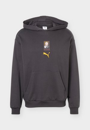 Puma, GALATASARAY SK FTBLCULTURE RELAXED HOODIE - Φούτερ με κουκούλα - flat dark gray/summer sunset