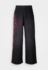 CROSS SCRIPT EMBROIDERED - Jeans baggy - black