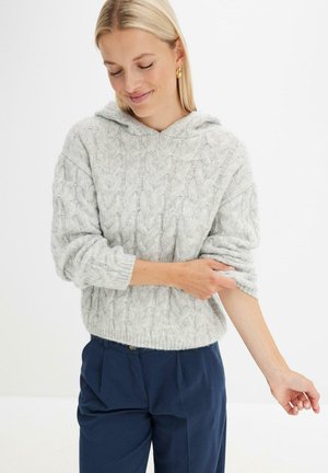 MIT ZOPFMUSTER - Maglione - grey