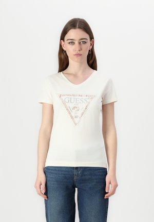 PYTHON TRIANGL - Nyomott mintás póló - cream white
