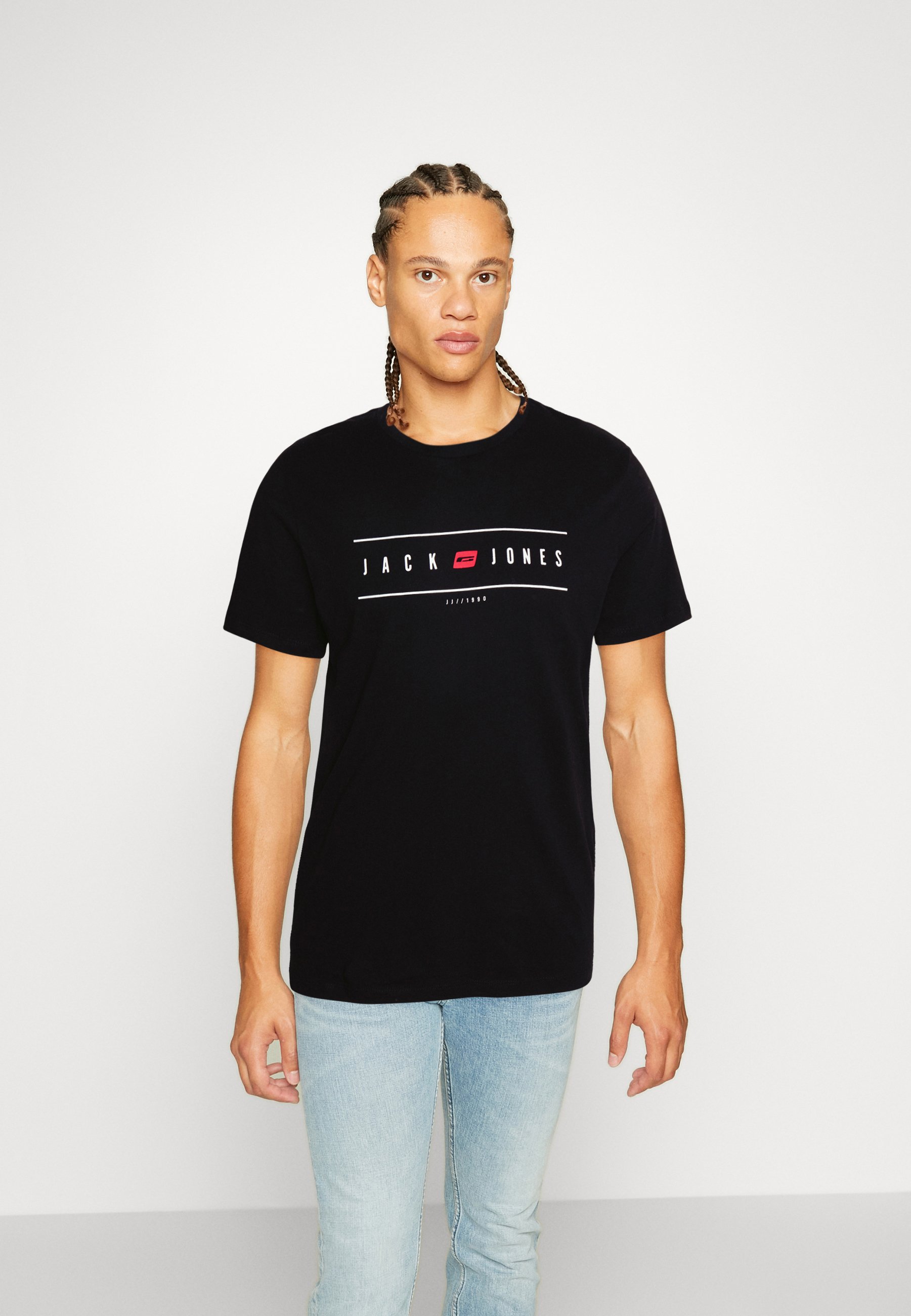 Jack & Jones JJLIMIT TEE SCREW NECK - T-shirt con stampa - black/nero