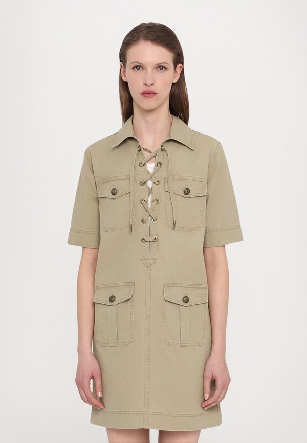 RECORD - Denim dress - latte