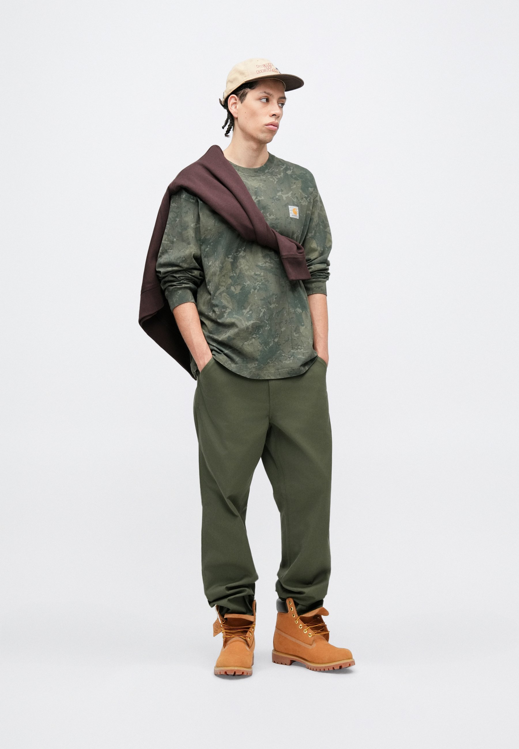 Carhartt WIP SIMPLE PANT DENISON - Trousers - leaf rinsed/khaki