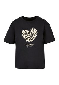 LEOPARD HEART TEE - Tricou cu imprimeu - black