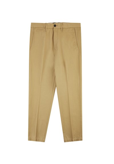 Khaki chino's van een soepele katoenstof, met een taps toelopend ontwerp en voorzakken. Voorzien van een knoopsluiting en subtiele stikdetails.