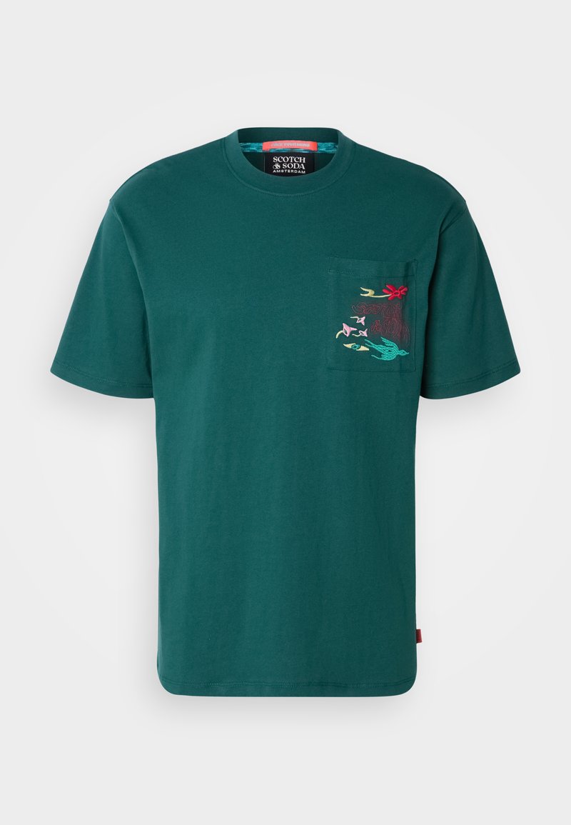 Scotch & Soda T-shirt print donkergroen