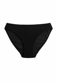 Săritor negru realizat dintr-un material texturat, cu o căptușeală interioară netedă. Dispune de un design cu talie medie și margini curate.