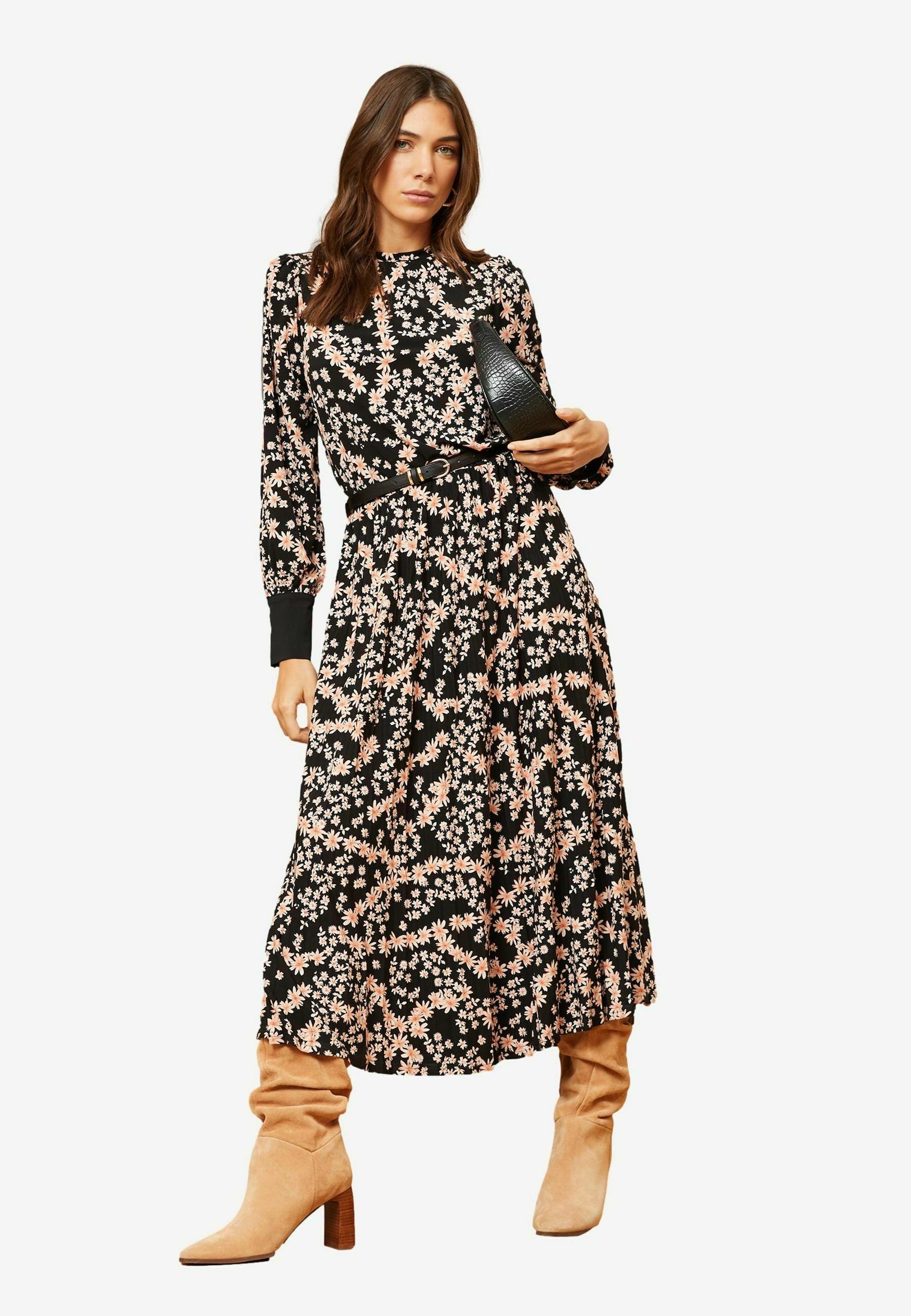 Damen Winterkleid Mit Weihnachts-Weinbecher-Druck – Rundhals, Lange Ärmel, Aus Weichem Polyester, Festlich & Gemütlich