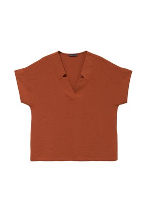 Breal, BREAL BREAL FLIESSENDE BLUSE MIT KURZEN ÄRMELN - Camicetta - marron foncé