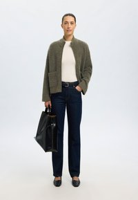 Selected Femme SLFSIA ZIPPER CARDIGAN  - Cardigan - khaki