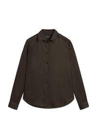 FLOWING SATIN LONG SLEEVE - Overhemdblouse - dark brown