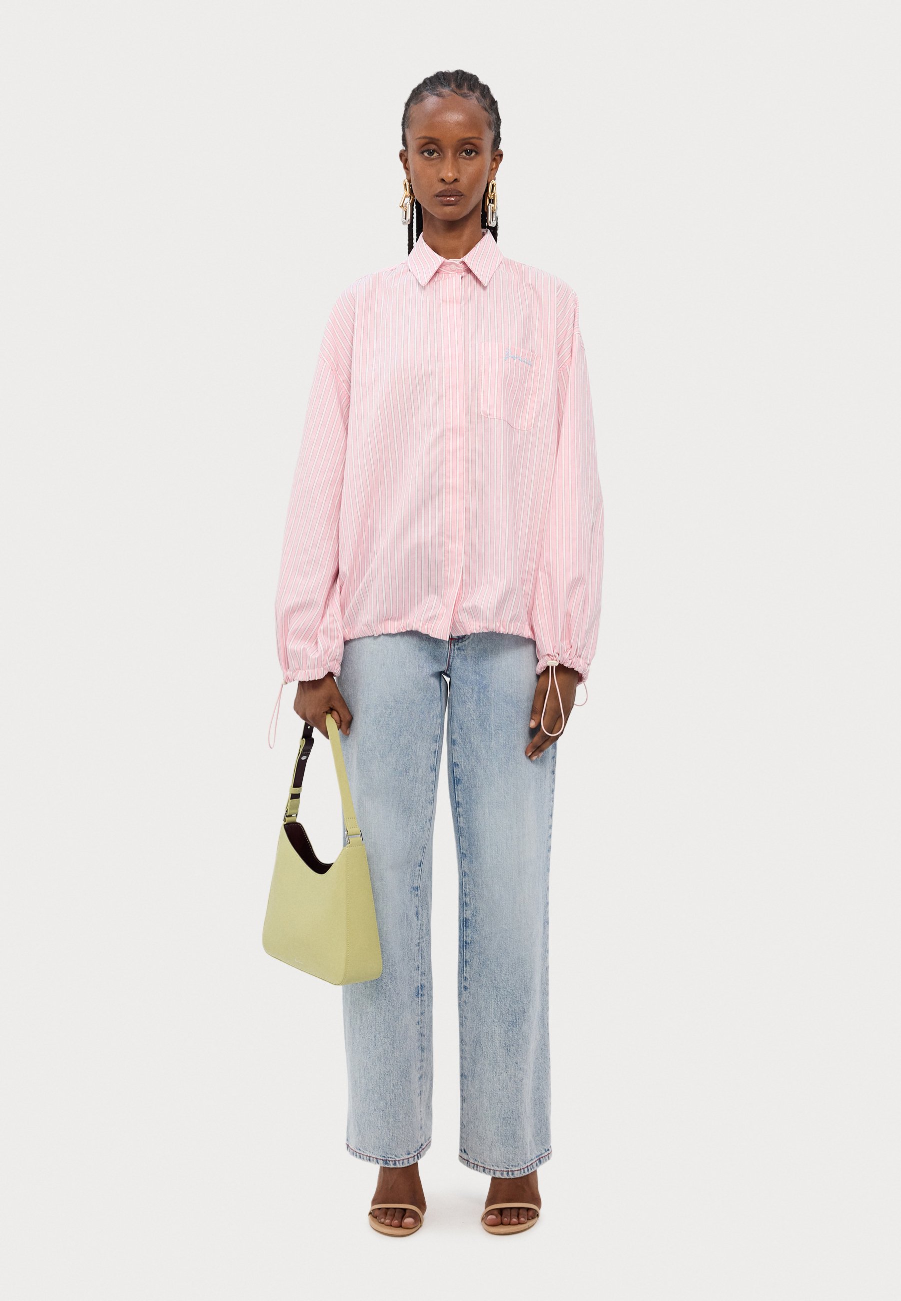 Tuck Long Sleeve Blouse シャツ　ジプソフィア　ピンク Fiorucci BALLOON SLEEVE SHIRT - Button-down blouse - pink stripes