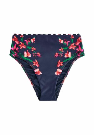 HIGH WAIST FIT - FLORAL SCALLOP EDGE HIGH LEG - Bikini-Hose - navy