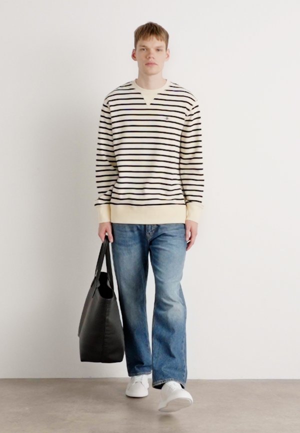 STRIPED C NECK - Sweatshirt - cream4