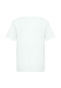 Hvid bomulds T-shirt, korte ærmer, rund hals, glat tekstur, ingen grafik eller mønstre, simpelt design, set bagfra.