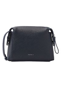 Borsa a tracolla Esprit blu navy con finitura testurizzata, tracolla regolabile e hardware argentato su uno sfondo bianco.