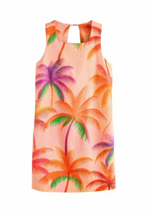 SHIFT WITH LINEN  . - Denné šaty - coral pink palm print