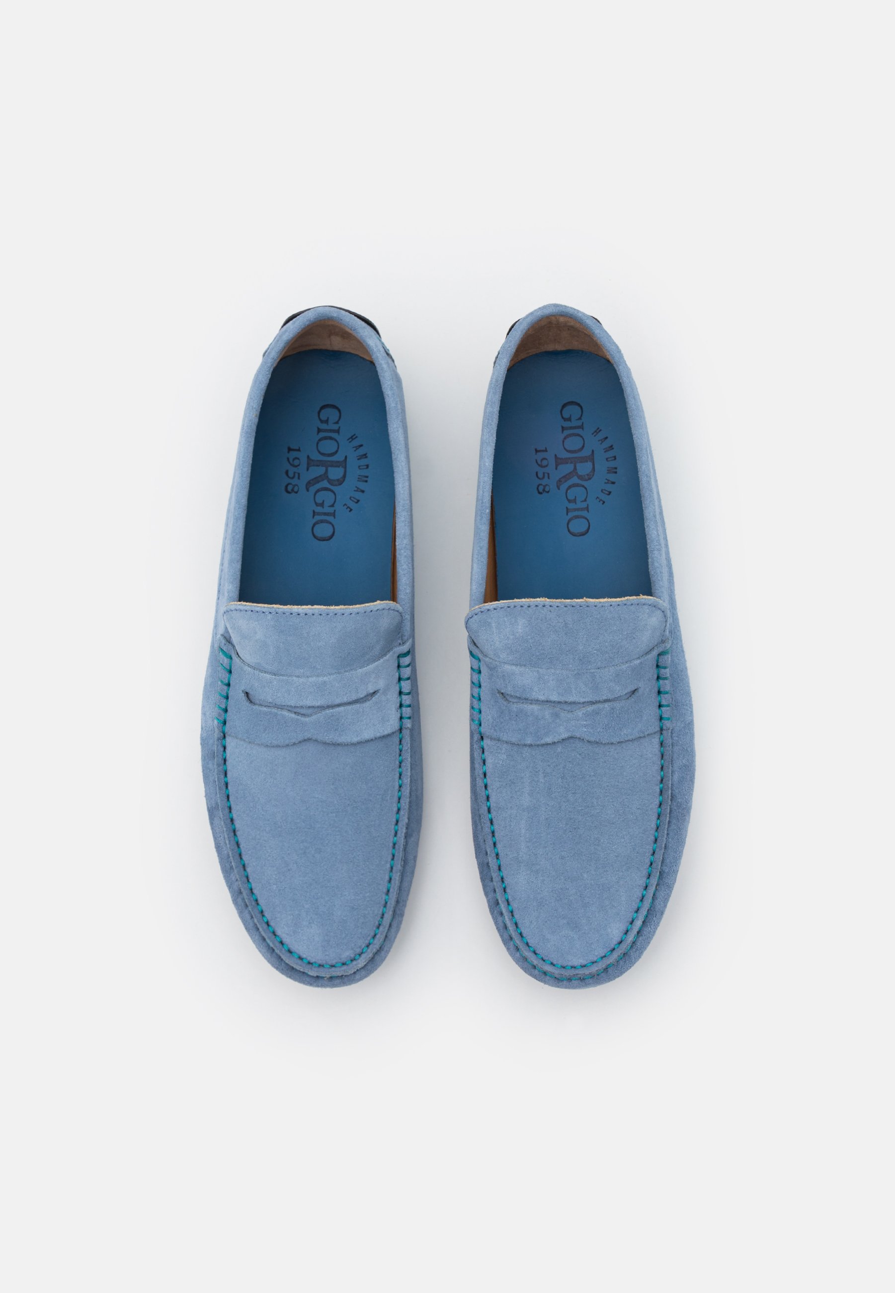 light blue loafers