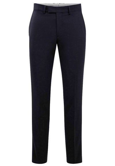 Námořnické kalhoty na míru vyrobené z hladkého materiálu, s rovný střih, poutky na opasek a čistým předním designem. Bez viditelných kapes.