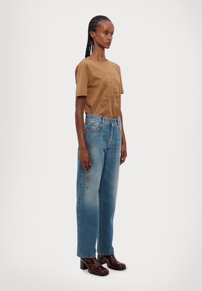 Pantalon Droit Femme United Colors Of Benetton - 98% Coton, 2% élasthanne, Coupe Straight Leg, Couleur Bleu 616, Taille 38