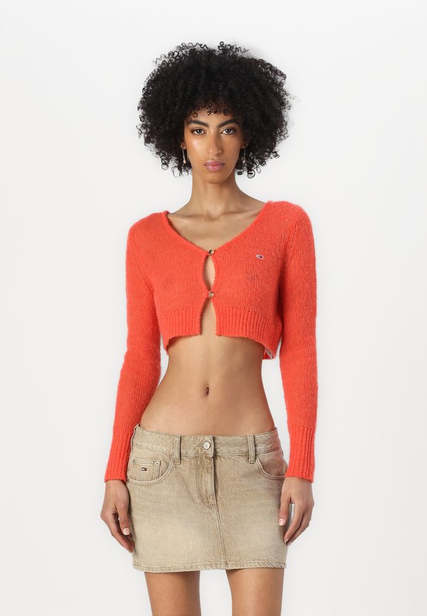 OPEN CARDIGAN - Cardigan - bright vermillion