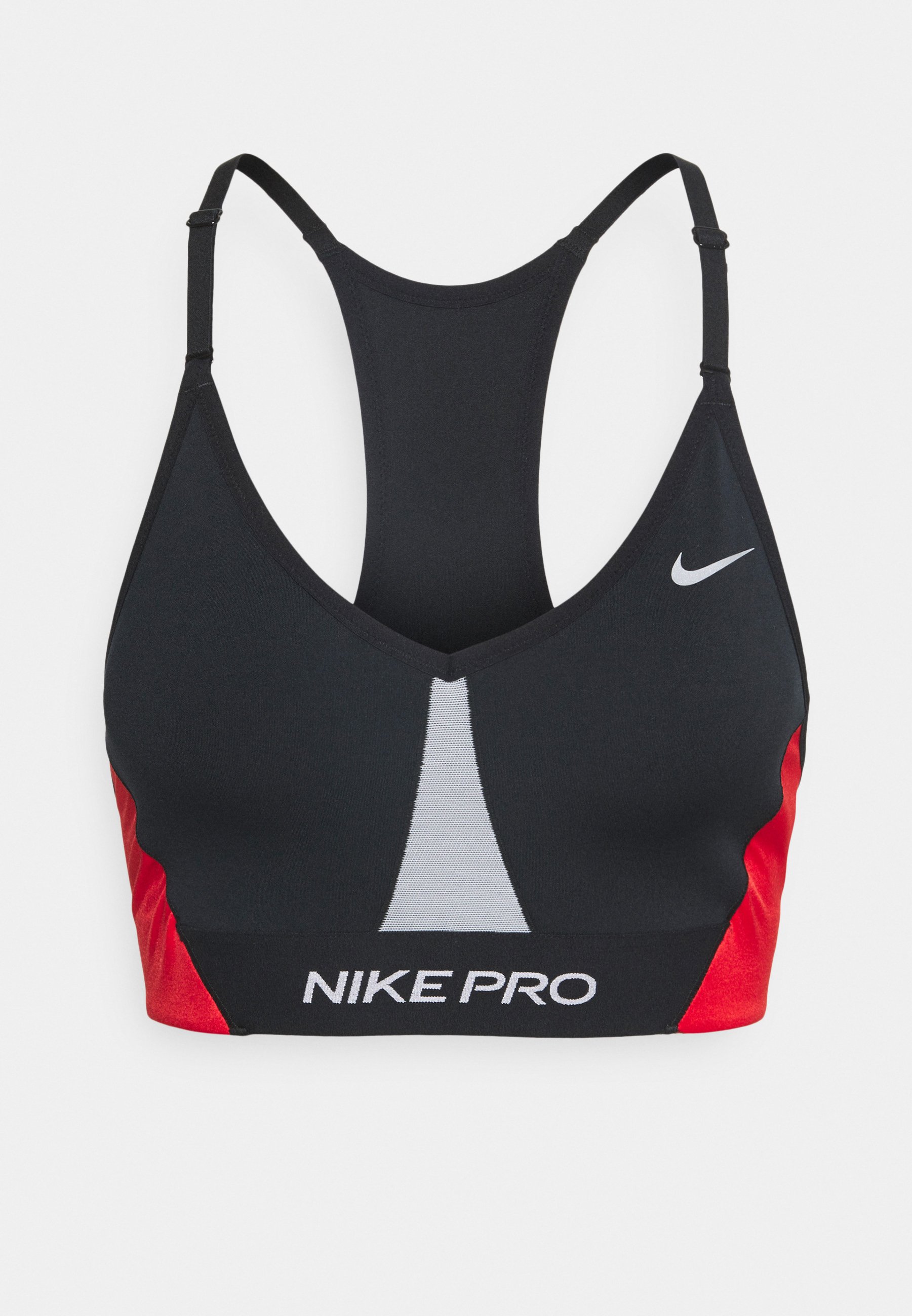 Nike Performance INDY PRO BRA - Sujetadores deportivos con sujeción ligera  - black/white/chile red/metallic silver/negro - Zalando.es