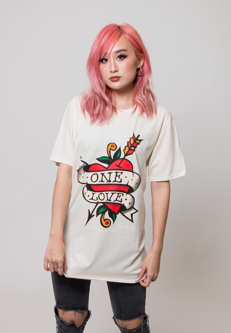 Paradiso Clothing NAS ONE LOVE TATTOO - Print T-shirt - natural