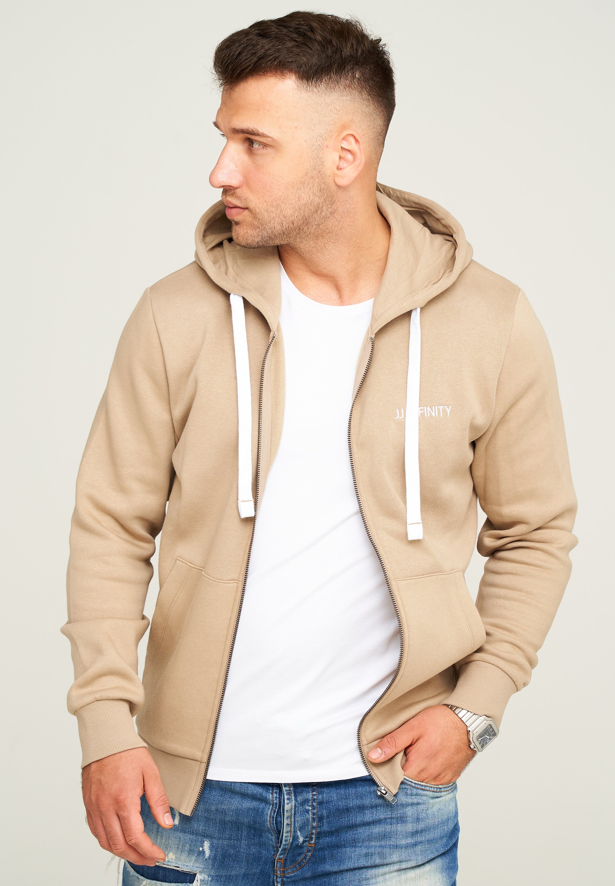 beige zip up hoodie men