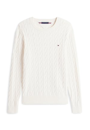 Tommy Hilfiger, CLASSIC CABLE CREW NECK  ELEVATED ESSENTIALS - Svetrík - ivory petal