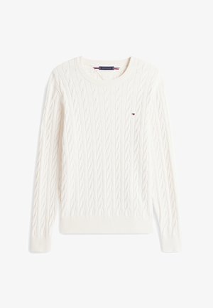 Tommy Hilfiger, CLASSIC CABLE CREW NECK ELEVATED ESSENTIALS - Svetrík - ivory petal