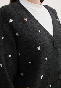 TOM TAILOR DENIM Vesta na kopčanje - anthracite heart embroidery