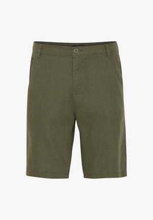 Oliivrohelised lühikesed püksid, mis on valmistatud pehmest tekstureeritud kangast. Omab nuppu ja lukku, eespooltaskut ning sirget lõiget.