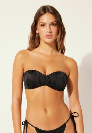 Haut de bikini - schwarz  shiny satin black