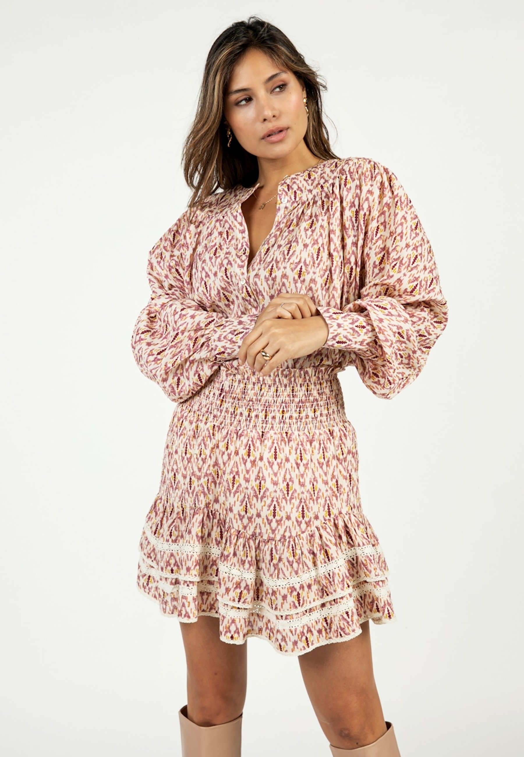 Aaiko BILLI - A-lijn rok - blush pink dessin/donkerroze - Zalando.nl