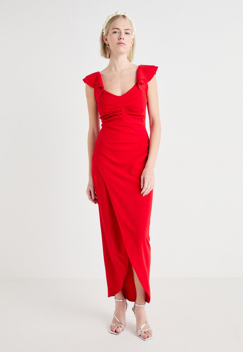 strapless open back dress High Neck A-Line Cheap Modest Popular Formal Long Red Bridesmaid Dress –  SposaBridal
