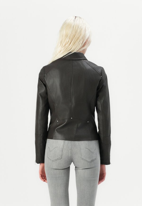 ONLGEMMA BIKER  - Faux leather jacket - chocolate torte3