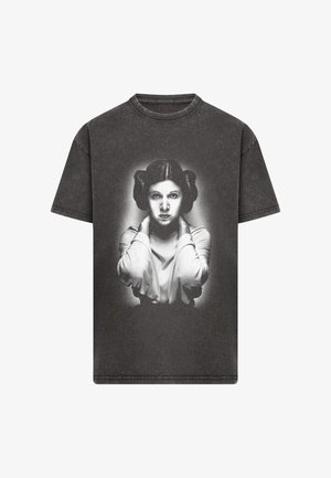 Merchcode, STAR WARS PRINCESS LEIA PICTURE ACID WASH HEAVY OVERSIZE TEE - Trükipildiga T-särk - black