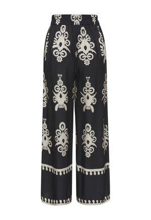 PALAZZO - Trousers - schwarz-sand bedruckt