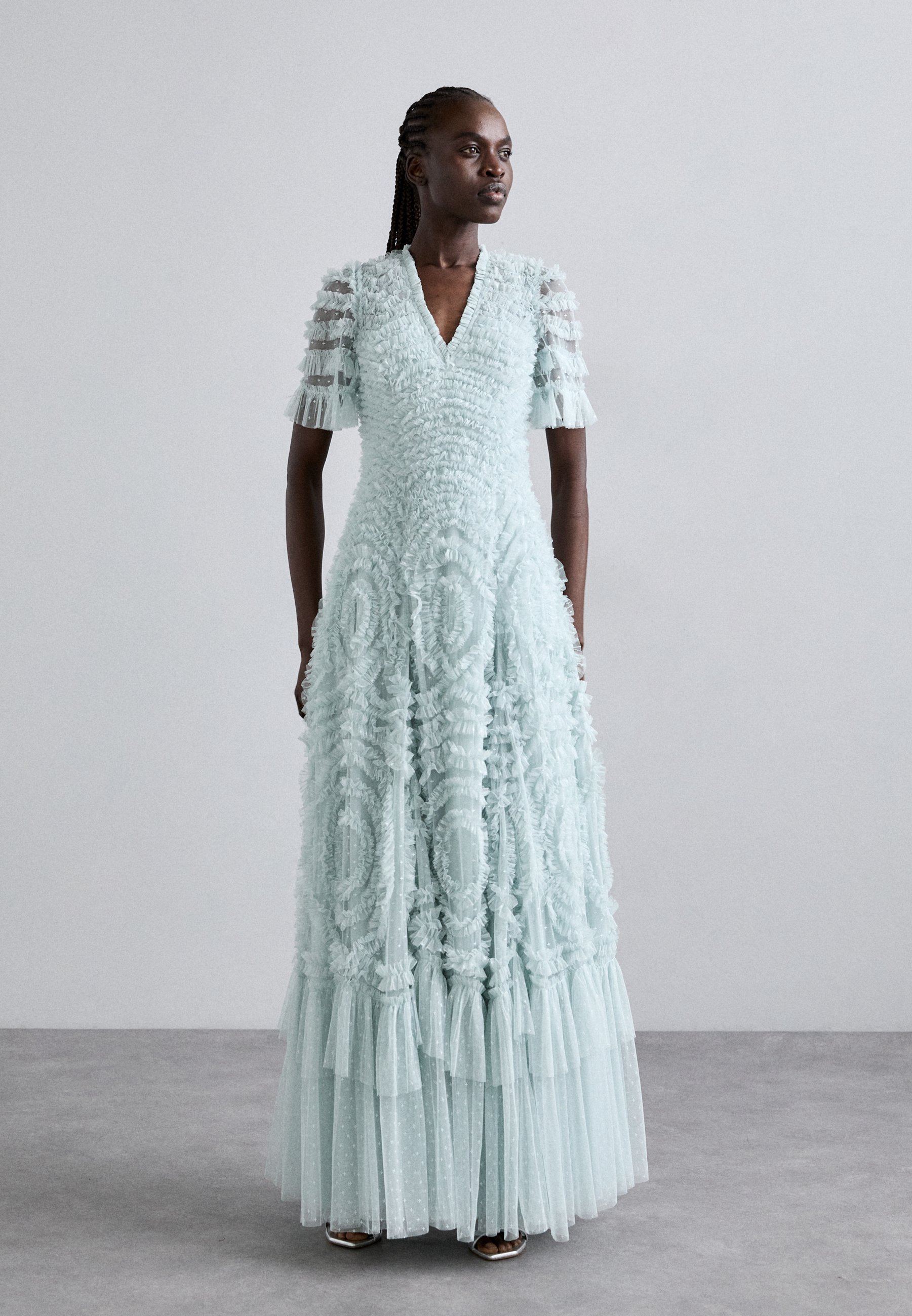 Ballerina Dress Needle And Thread Pinafore Dress Needle Thread VERITY  RUFFLE VNECK GOWN Occasion Wear Sea Holly/light Blue