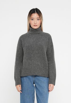 SLFLULU ROLL NECK  - Striktrøje - medium grey