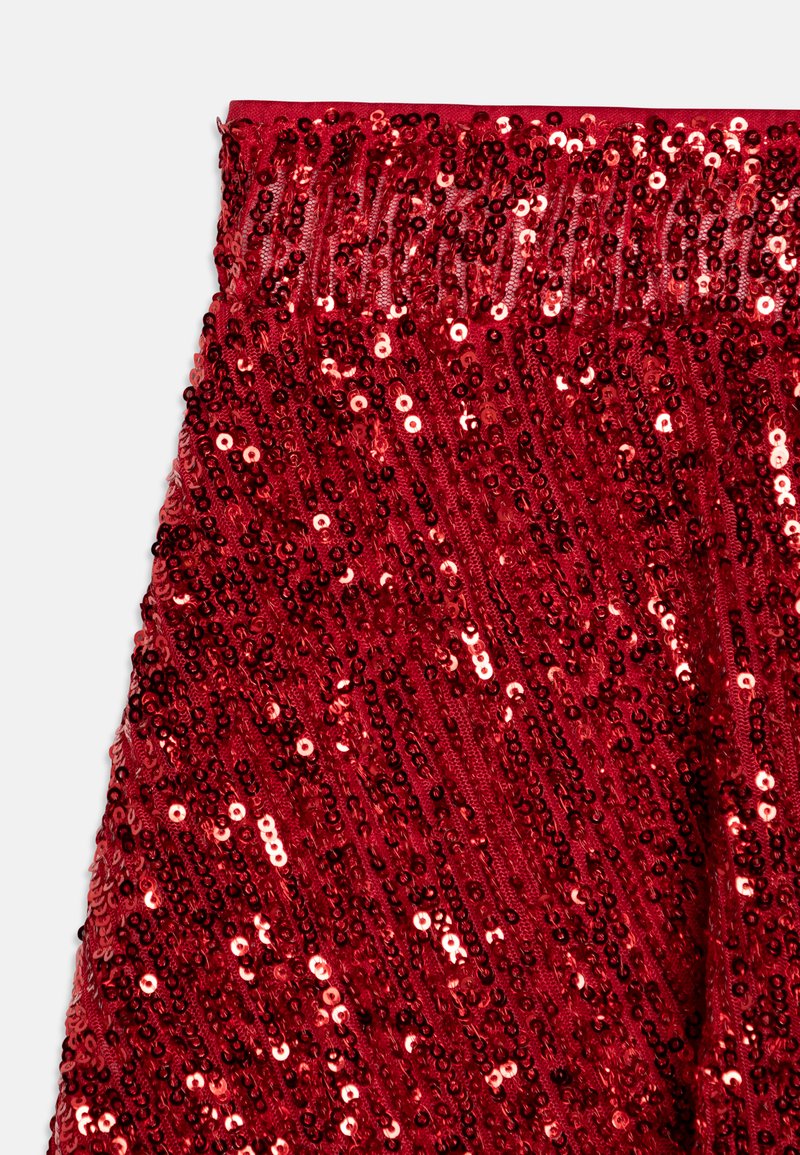 Lindex SKIRT SEQUINS SKATER A-line skirt dark red/red