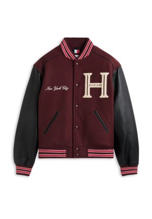 Tommy Hilfiger, LEATHER VARSITY JACKET - Μπουφάν τύπου bomber - burgundy velvet