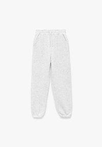 Ljusgrå sweatpants i en bomullsmix, med dragsko i midjan, sidfickor och elastiska muddar vid anklarna.