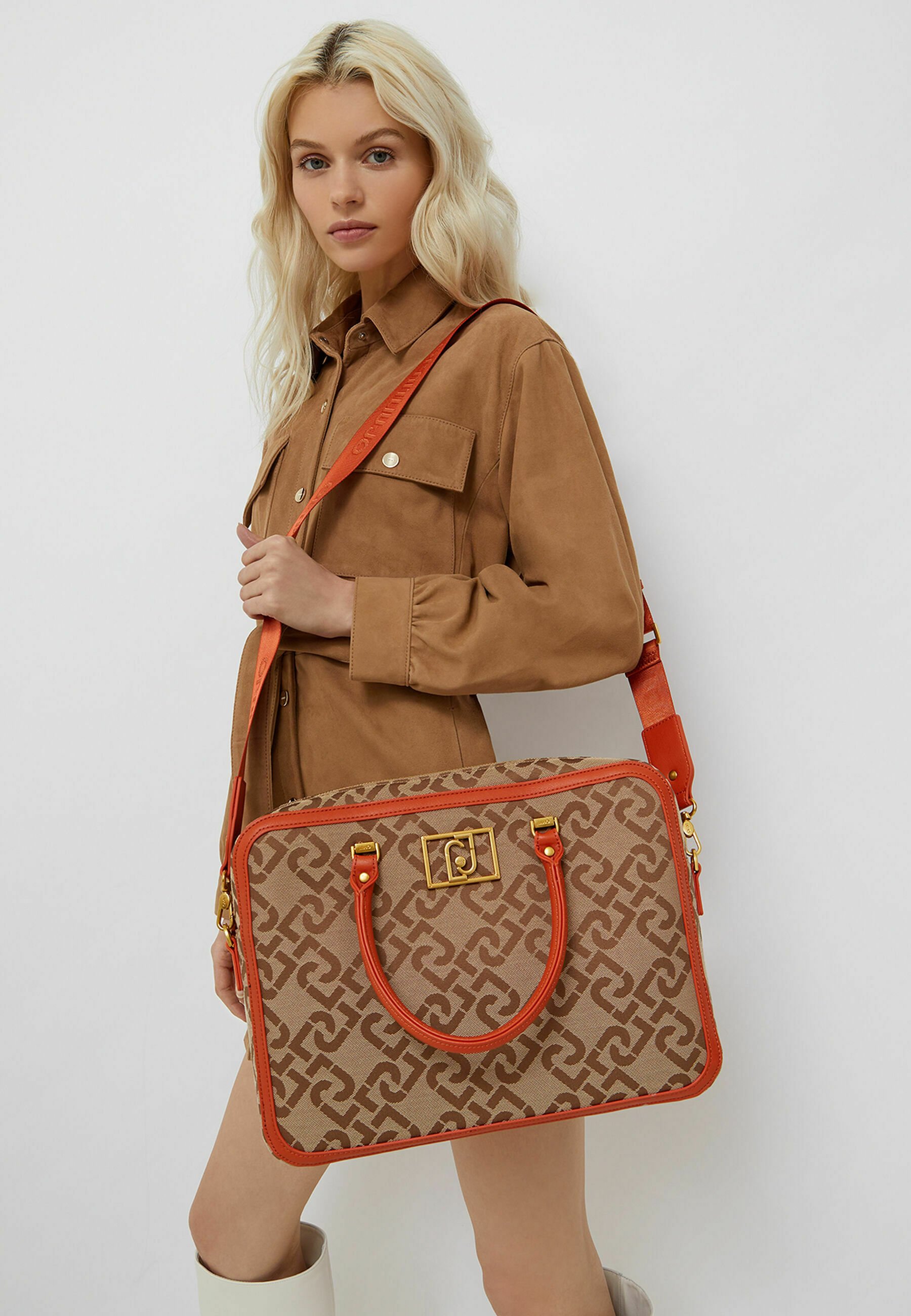 LIU JO JACQUARD LOGO - Borsa porta PC - monogram orange/beige - Zalando.it
