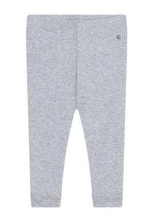 Leggings gris clair en tissu doux et flexible en mélange de coton. Dotés d'une taille lisse et de poignets ajustés aux chevilles. Sans motifs ni accents.