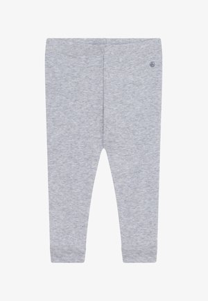 Leggings grigi chiaro realizzati in un morbido e flessibile tessuto misto cotone. Presentano una cintura liscia e polsini aderenti alle caviglie. Nessun motivo o accento.