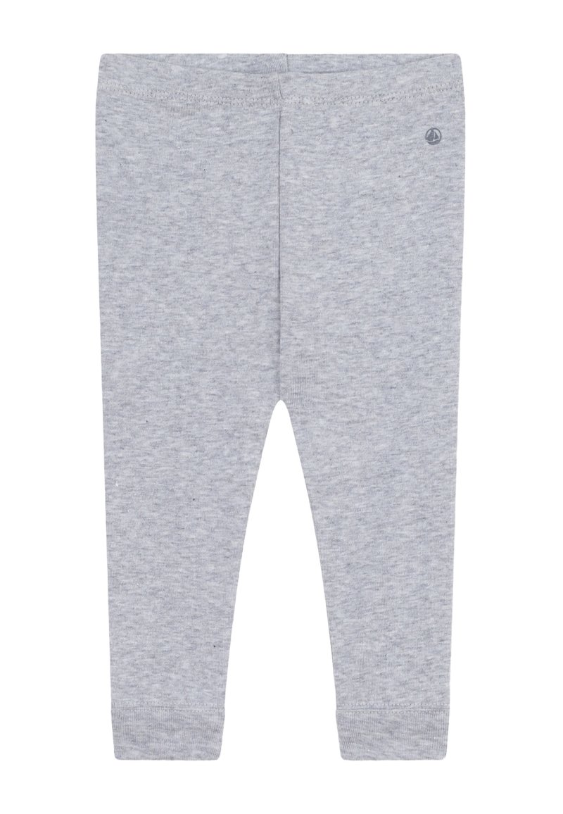 Leggings grigi chiaro realizzati in un morbido e flessibile tessuto misto cotone. Presentano una cintura liscia e polsini aderenti alle caviglie. Nessun motivo o accento.