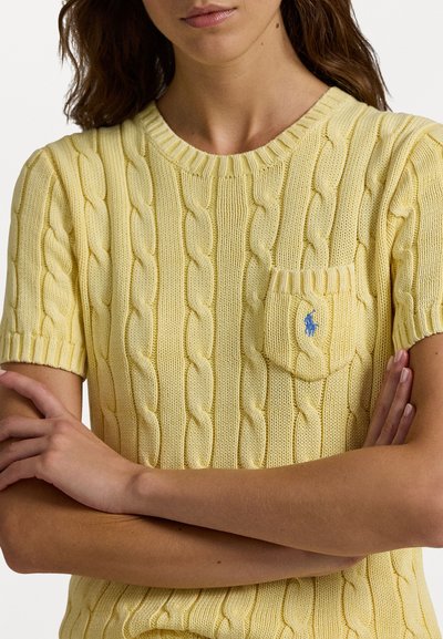 Polo Ralph Lauren Cable Knit Cotton Short Sleeve Sweater - Pamata T-krekls - fall yellow