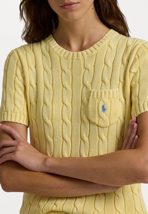 Cable Knit Cotton Short Sleeve Sweater - Basic T-shirt3